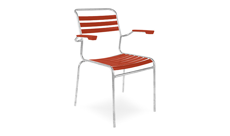 Disentis Stahlrohr & PVC Latten Gartenstuhl mit Armlehnen