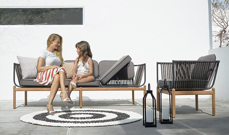 Smart Teakholz, Aluminium und Kordel Lounge