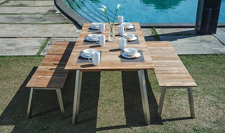 Atlanta Teakholz Gartentisch und Bank