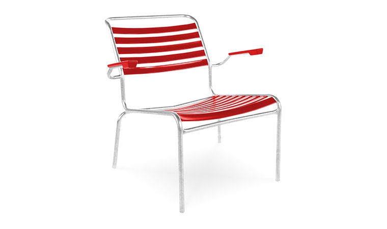 Disentis Stahlrohr & PVC Latten Lounger mit Armlehnen