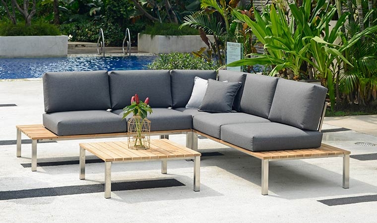 Love Garten Lounge aus Edelstahl und Teakholz