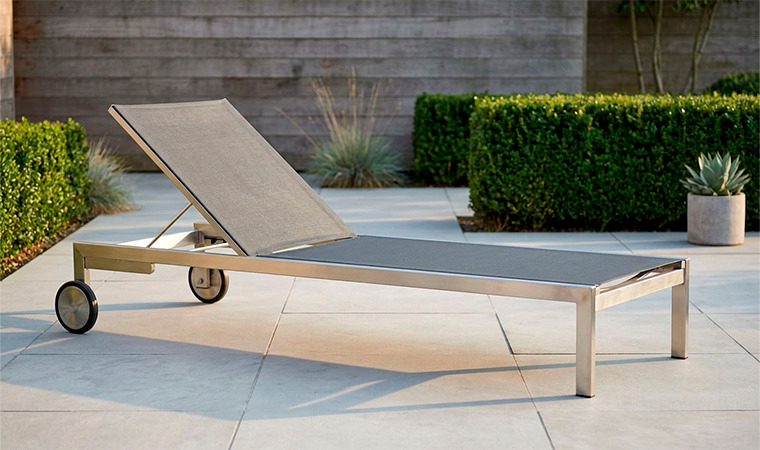 Pascha Edelstahl & Textilen Gartenliege mit Rollen