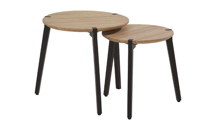 Vista Aluminium & Teakholz Beistelltische Set